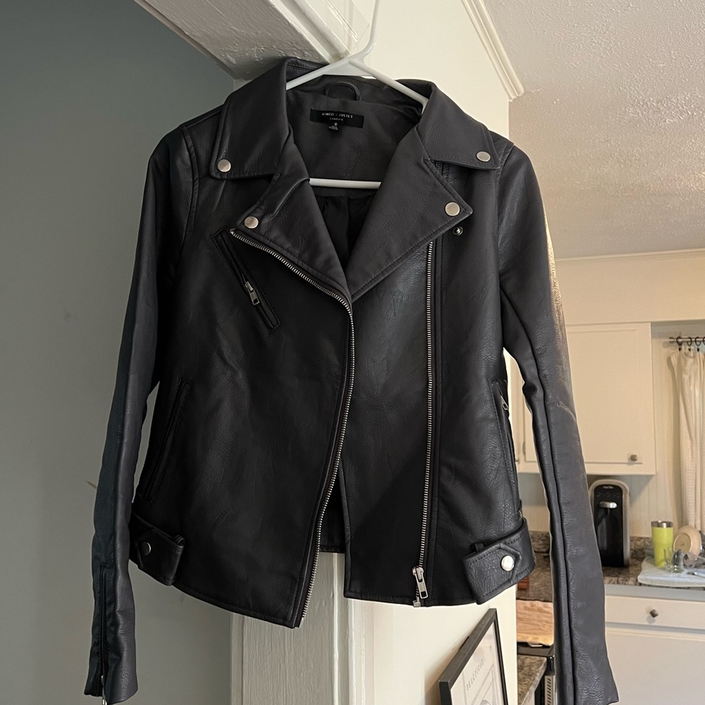 grey leather jacket